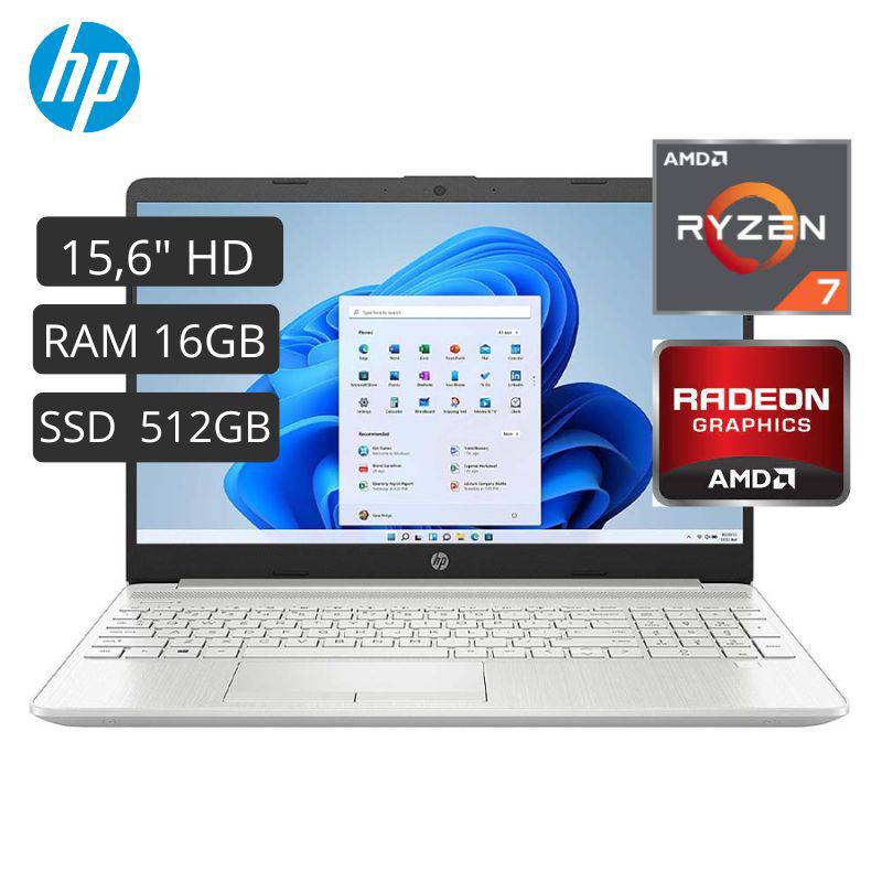 Laptop Hp 15 Ef2500la Amd Ryzen 7 156 Hd 16gb Ddr4 512gb Ssd Windows 11 Hp 7532