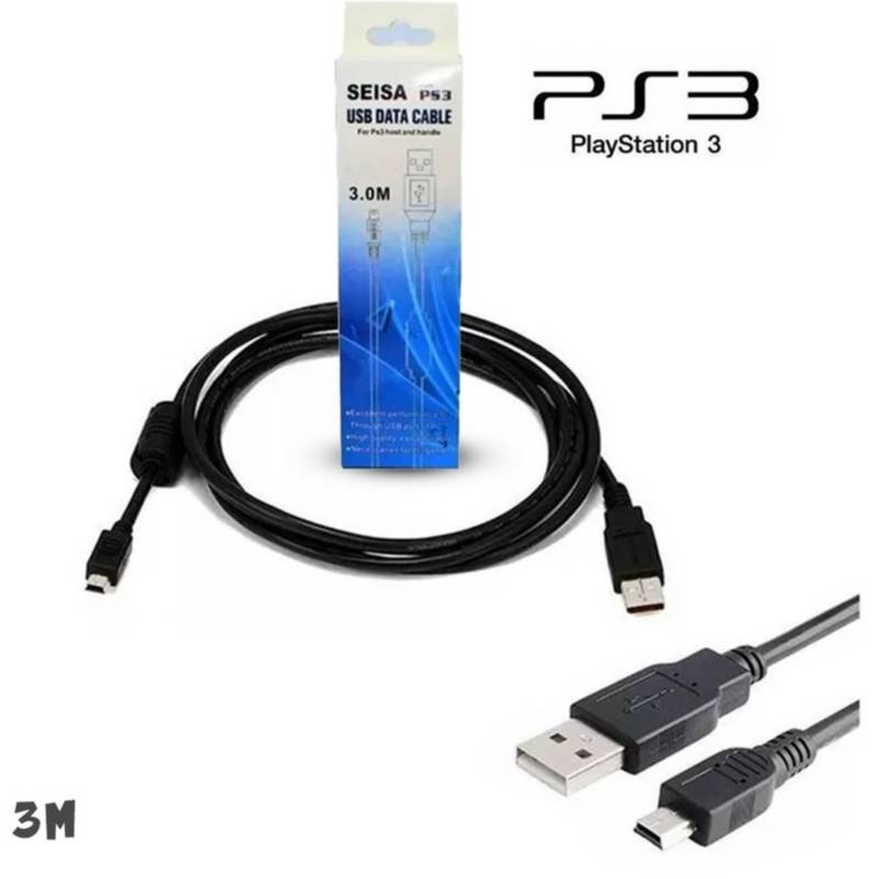 Cable Mini Usb De 3 Metros Para Ps3, Psp, Nintendo Wii U Pro SEISA