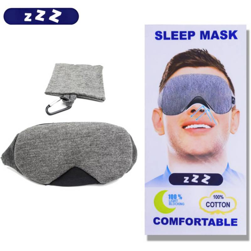 Antifaz mascara para dormir de algodón, gris GENERICO