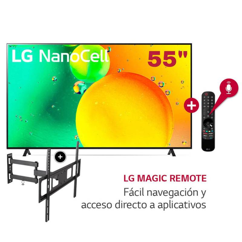 LG - Televisor LED Smart TV LG 55 NanoCell 4K ThinQ AI 55NANO75SQA + Rack