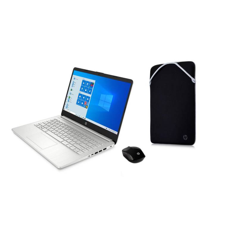 HP - HP Laptop 14-dq2510la + Mouse HP 200 Negro Inalámbrico + Funda Protección Reversible HP Negro/Platea