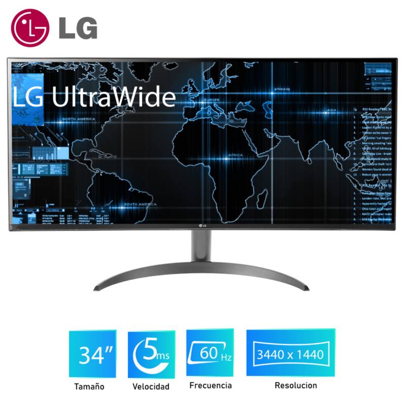 MONITOR LG 34 PULGADAS, LED 34WQ60C-B,CURVO IPS ULTRAWIDE QHD