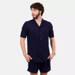 SAN COSME - Camisa lino hombre azul