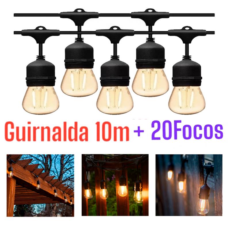 GUIRNALDA LED COLGANTE DE 10MTS + 20 FOCOS LED – i-Lumina