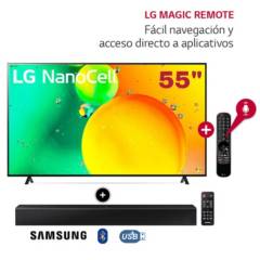Televisor LED Smart TV LG 55 NanoCell 4K ThinQ AI 55NANO75SQA + Soundbar Samsung