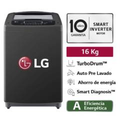 LG - LG Lavadora 16 Kg  Smart Inverter WT16BPB Negro Claro