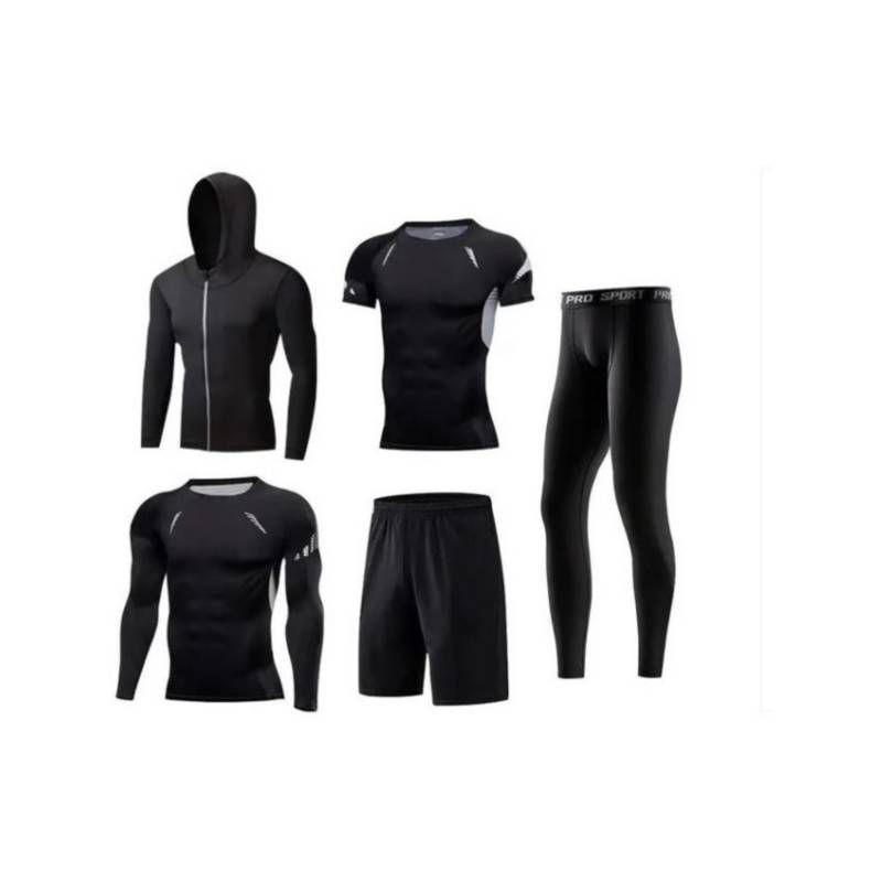 Conjunto de ropa deportiva de color negro con 5 piezas GENERICO