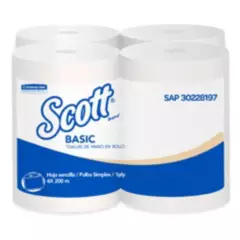SCOTT - Papel Toalla Jumbo Basic Blanco 200 Mts 4 Und