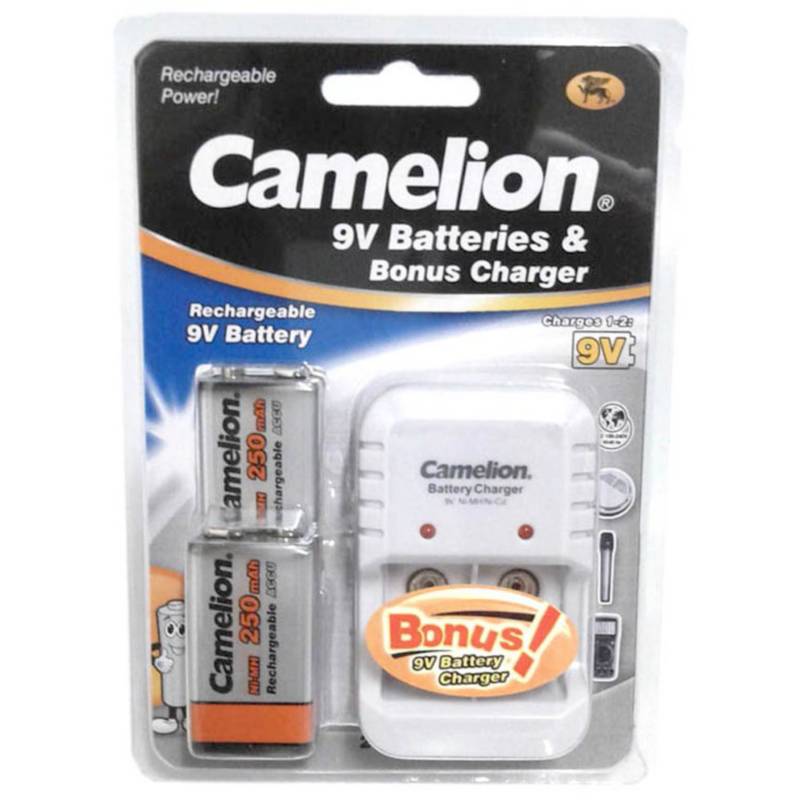 Cargador Con 2 Baterias 9v Recargable De 250mah Camelion