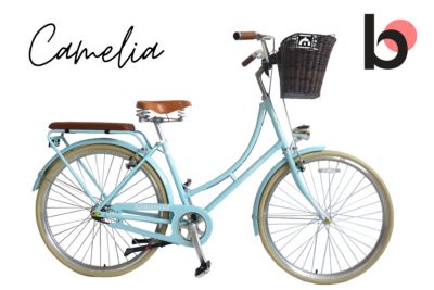 Bicicleta Paseo Beach Aro 26 Celeste Canasto Gris