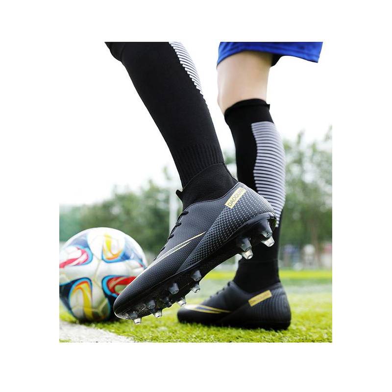 Ag zapatos de fútbol para hombre botas de fútbol de caña alta-negro BLWOENS