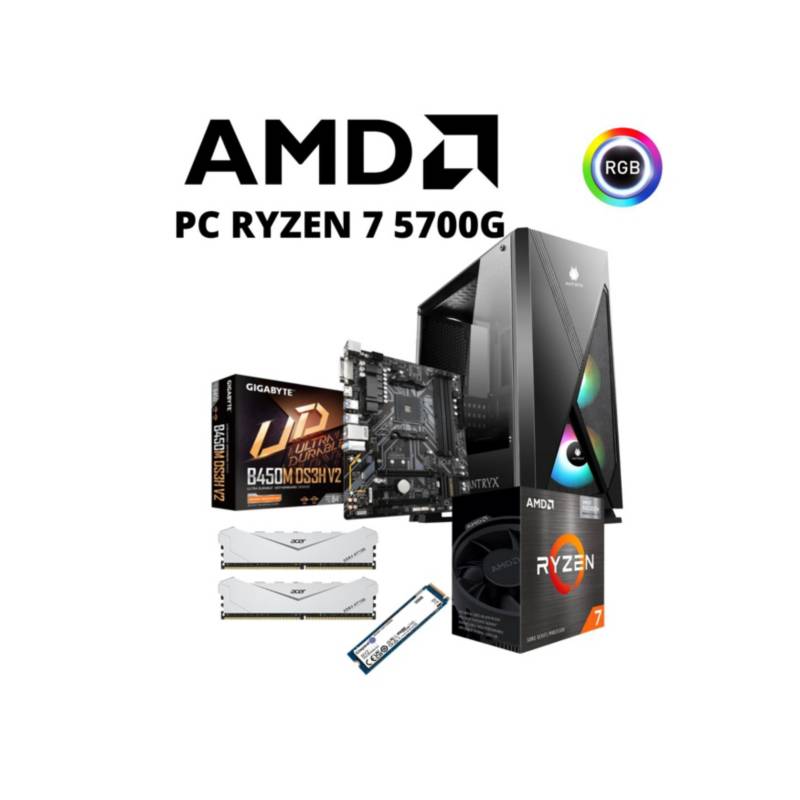 AMD - PC GAMER AMD RYZEN 7 5700G - 16GB RAM DUAL - PLACA B450M - 500GB M.2 NVME
