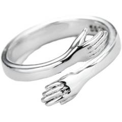 Anillo de abrazo abertura plateado anillo para mujer anillo dividido 925 anillo vintage esterlina plata