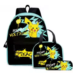 OEM - Pokémon pikachu mochila escolar de 4pcs lonchera lápices