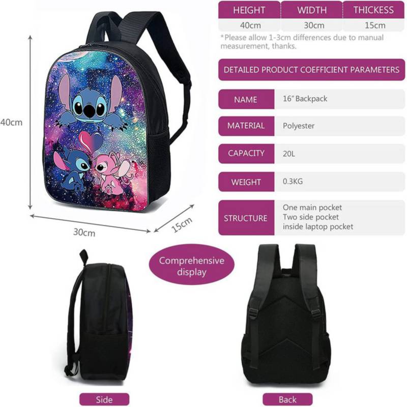 3pcs/set lilo y stitch school mochila para un regalo de niña OEM