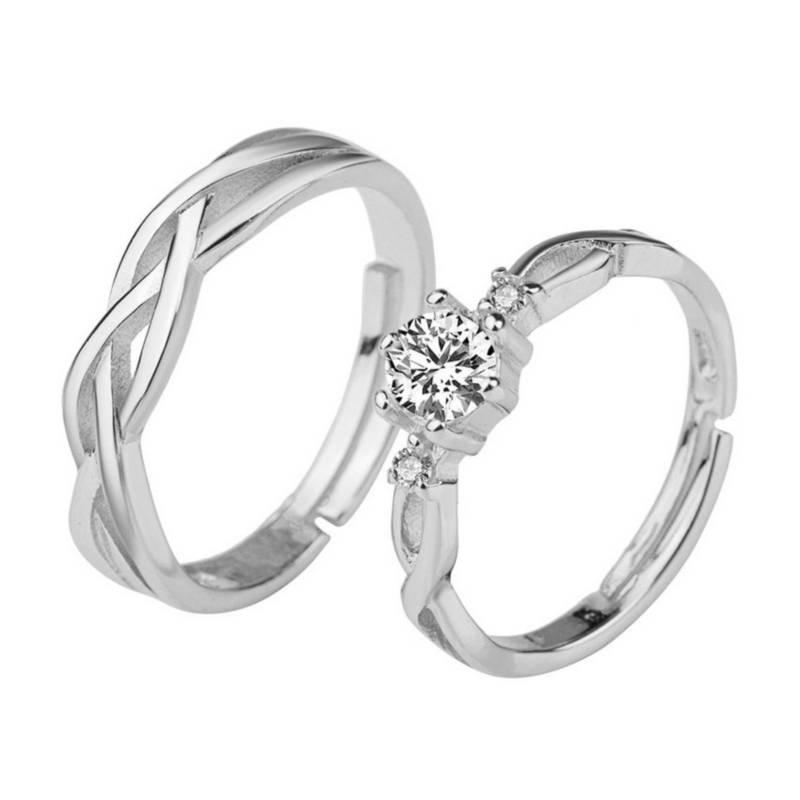 1 par de anillos de pareja de establecido 30% anillos de promesa de boda de plata esterlina GENERICO | falabella.com