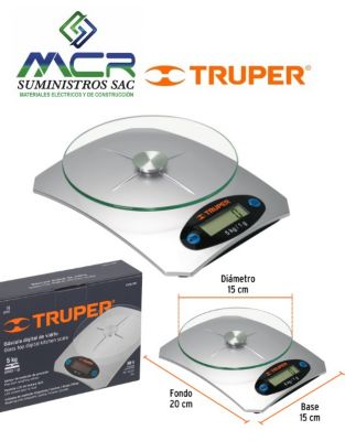 Báscula Digital Truper Plato de Vidrio 5 kg