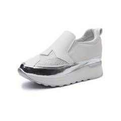 GENERICO - Zapatillas casuales antideslizante pu zapato para mujer-blanco