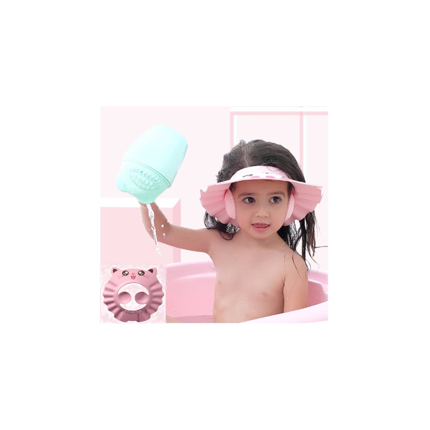 Gorro de baño para bebés niños con protector de Orejas -Rosa GENERICO