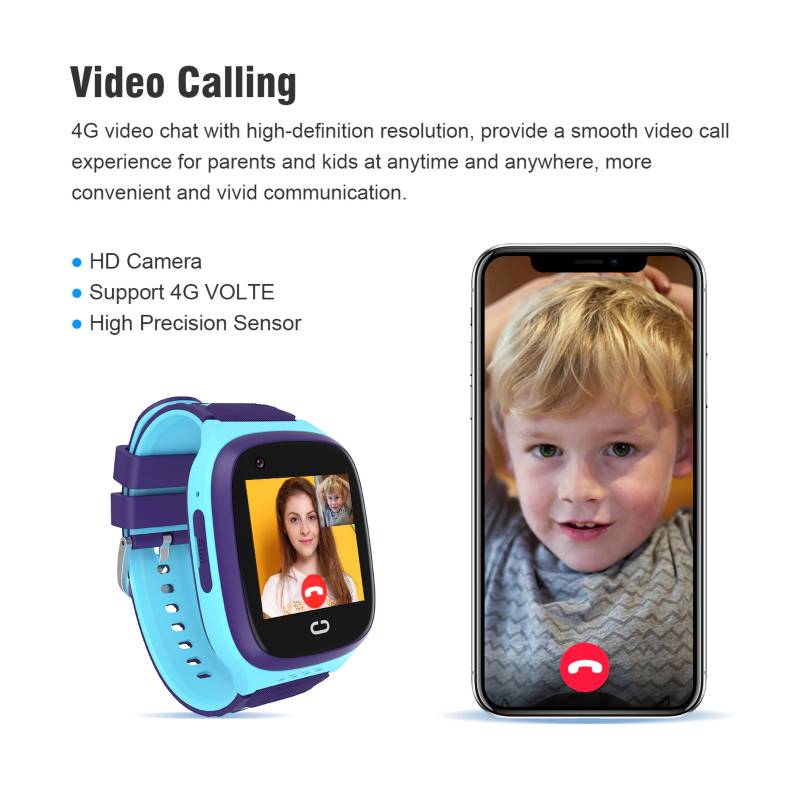 Reloj inteligente 4G con localizador GPS y cámara - para niños - negro