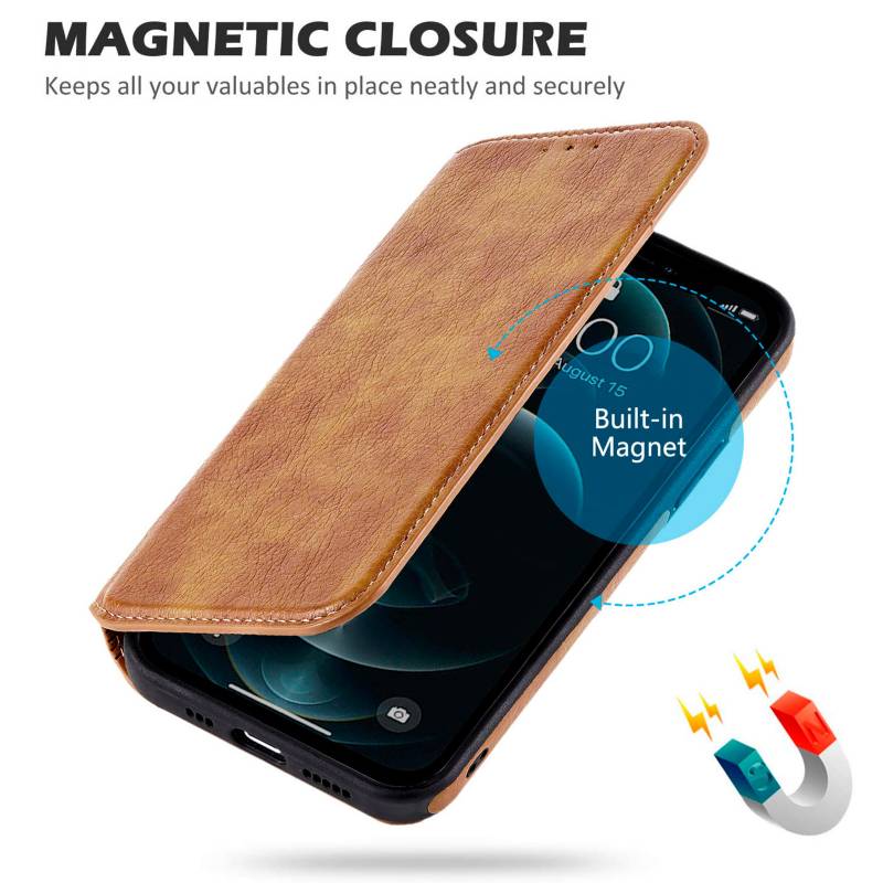 Funda de cuero transparente con tarjetero para iPhone, 15 Pro Max