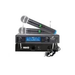BATBLACK - Microfono Doble Inalambrico 40 metros BT-V67R - Negro
