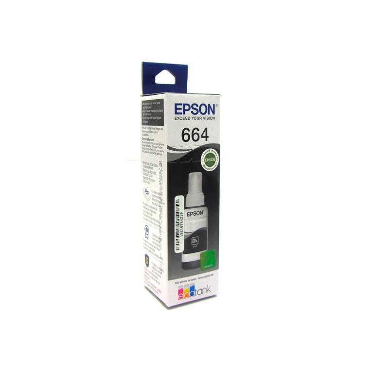 Botella De Tinta Epson T664120 Al Color Negro Contenido 70ml Epson 7475