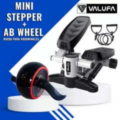VALUFA - Mini stepper blanco  regalo rueda para abdominales.