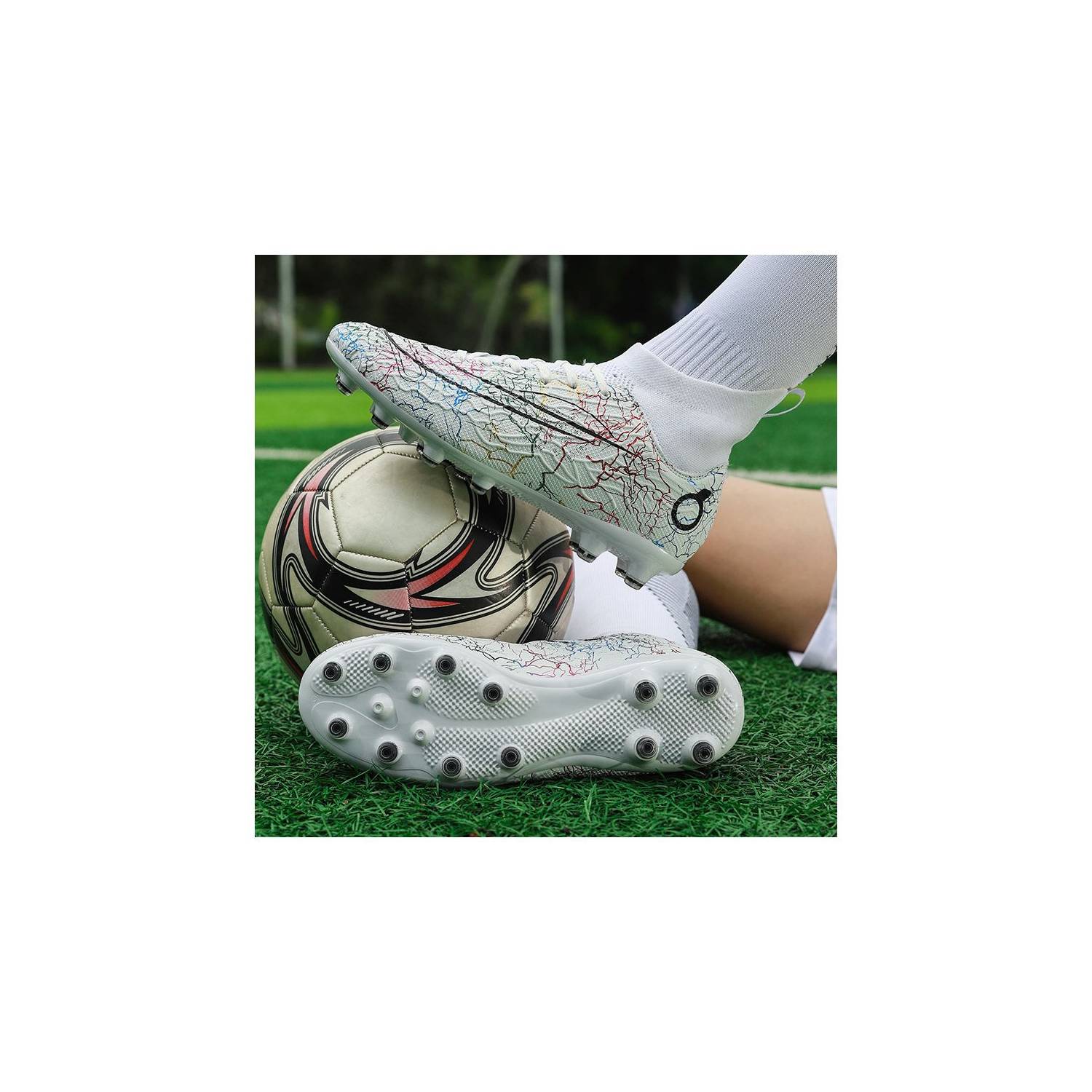 Botas de fútbol zapatillas para fútbol hombrede fútbol turf hightop ag para  hombre-blanco GENERICO