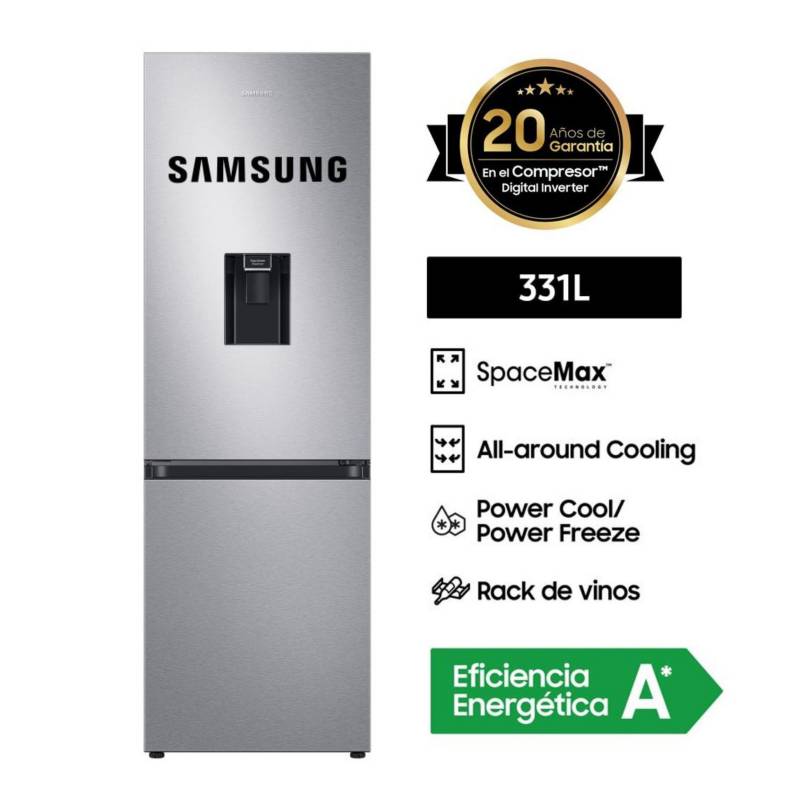 SAMSUNG - Refrigeradora SAMSUNG Bottom Freezer 331 Litros RB34T632FSA/PE - Grafito metálico