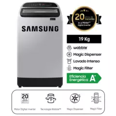 SAMSUNG - Lavadora Samsung 19Kg WA19T6260BY Eco Inverter Carga Superior Gris