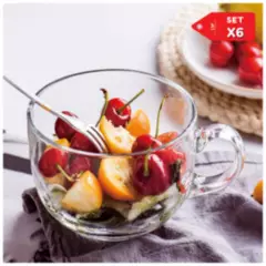 INSPIRA - Juego de 6 tazas con mango de vidrio transparente 600 ml