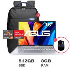 Laptop Asus Vivobook AMD Ryzen 5 Serie 5600H 8GB RAM 512GB SSD 16" + Mochila + Mouse W11