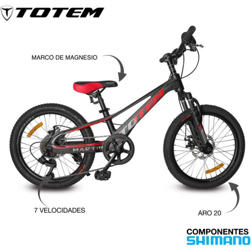 TOTEM - Bicicleta Totem Aro 20 Montañera New 7v. Rojo