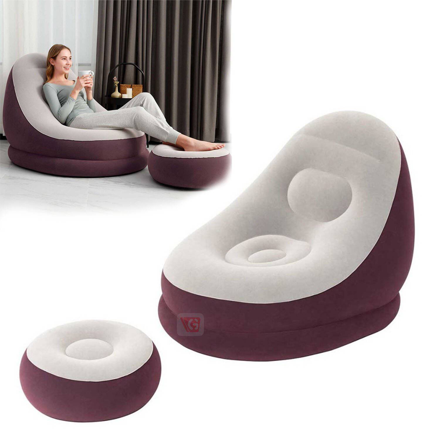 SOFÁ SILLÓN INFLABLE CON POSA PIES PUFF INFLABLE . BESTWAY - COMERCIAL  OCÉANO