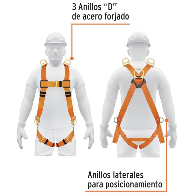 Arnés de seguridad cuerpo completo 3 anillos, truper TRUPER