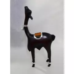 PERU - Adorno decorativo vicuña de madera telar andino y plat 950 de 20 cm