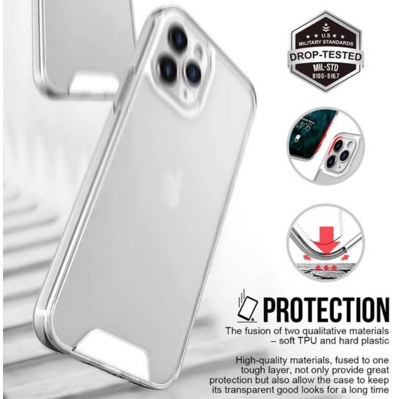 Protector Case iPhone 14 Pro + Vidrio Templado Pantalla y Camara SPACE