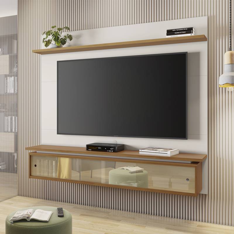 Centro Entretenimiento Mueble Para TV 65 Blanc - Ceniza