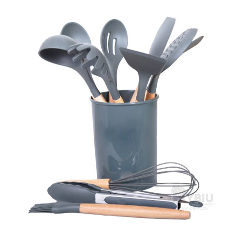 Set utensilios de cocina 12 piezas gris