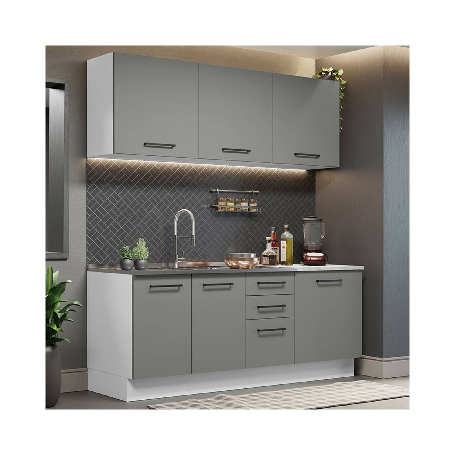 Mueble de Cocina Integral Compacta Agata 120 cm - Con Fregadero MADESA