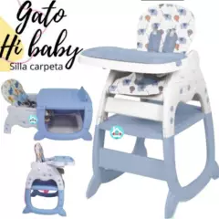 HI BABY - Silla de Comer Acolchonado Gato Hi Baby CELESTE