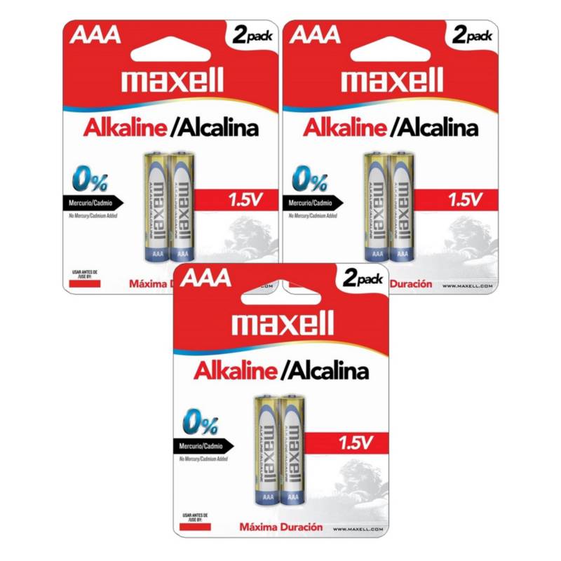 Pack de 2 Pilas Baterías Alcalinas AAA Maxell