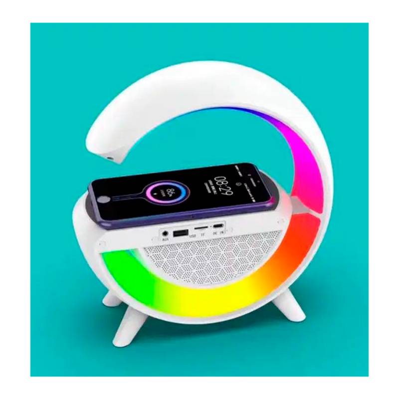 Lámpara G Rgb Cargador Inalámbrico Parlante Bluetooth 3en1