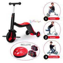 GENERICO - Scooter Triciclo con Luces y Casco Rojo