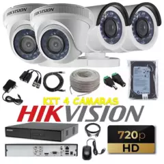 HIKVISION - kit 4 Cámaras Seguridad HD Hikvision 500gb + cable