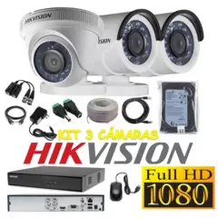 HIKVISION - kit 3 Cámaras Seguridad FULLHD 1080p Hikvision 500gb + cable