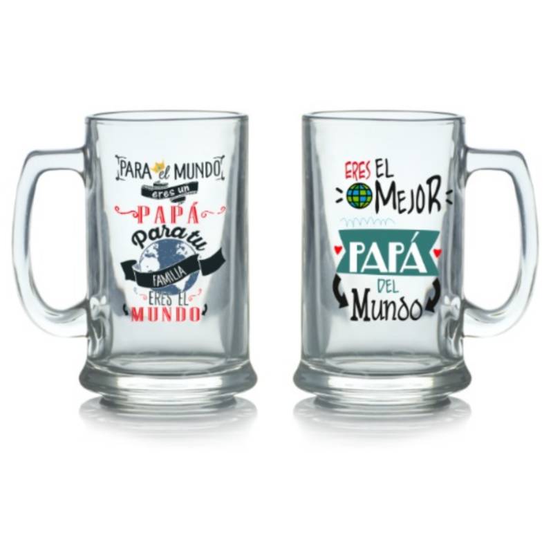 Set 6 Vaso Cerveza Chopp Cervecero Vidrio Papá Padre Amigos