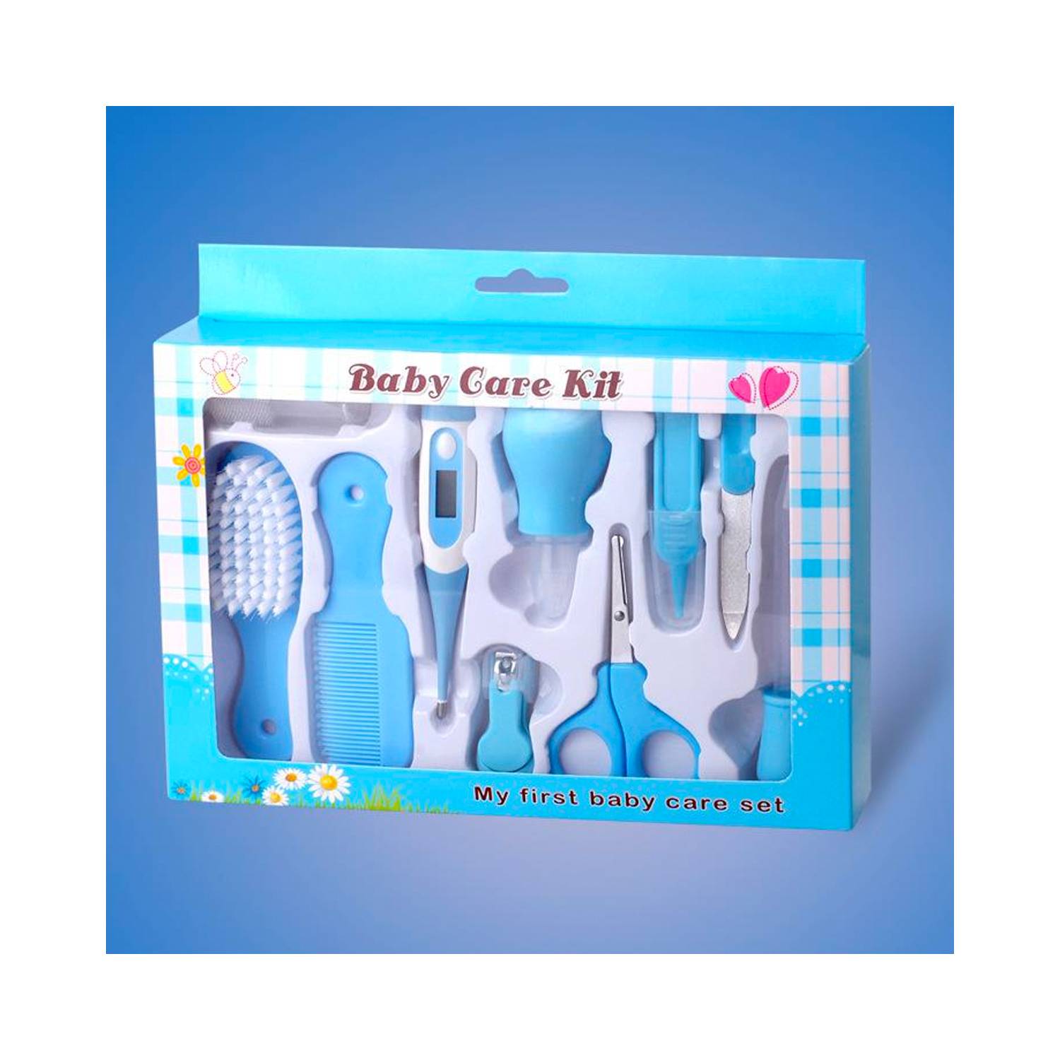 YE Kit de aseo para bebés, herramientas de aseo para bebés, conjunto de  manicura para recién nacidos, cortaúñas, cepillo de pelo (13 piezas) (azul)