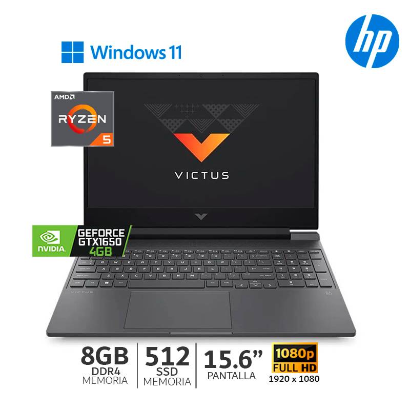HP - Laptop Victus 15-FB0101LA AMD Ryzen 5 Serie 5000 8GB RAM 512GB SSD 15'' FHD W11 GTX 1650 -  6F7G3LA
